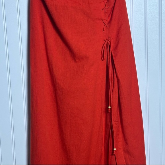 Free People Francesca Midi Dress Size XL NWT Open, tie-back side slit unlined - Picture 7 of 14